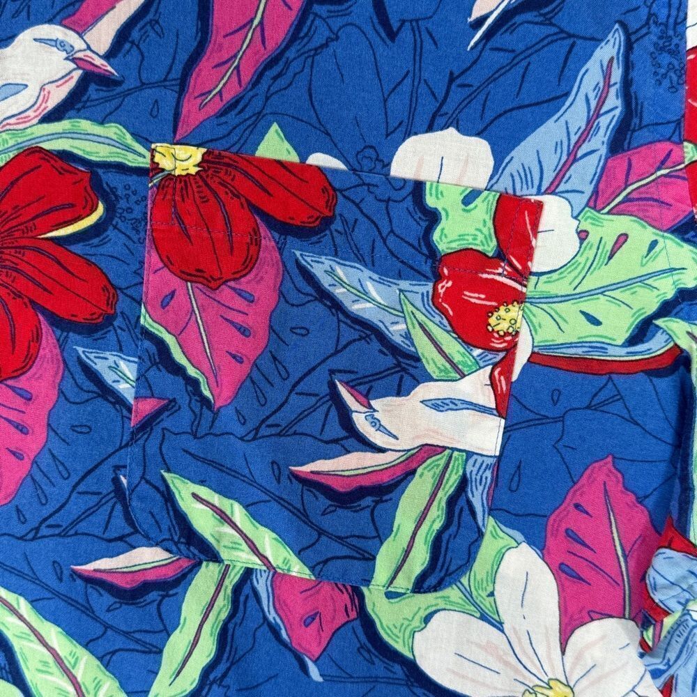 Vineyard Vines Tropical Print Button Front Slim Fit Murray Shirt Blue XL - Picture 5 of 11